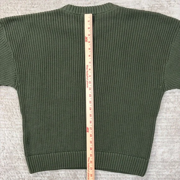 Yellow Label Co Mens Olive Green Cotton Shaker Stitch Crewneck Sweater Small - Picture 8 of 8